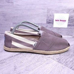 Toms Espadrille Striped Canvas Alpargata Slip on Flat Gray Cream Women's sz 9